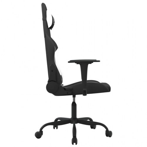 Gamingstol med massagefunktion i stof - sort/hvid, højde- og ryglæn justerbar