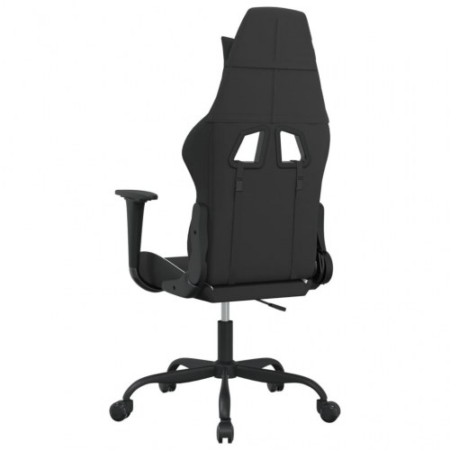 Gamingstol med massagefunktion i stof - sort/hvid, højde- og ryglæn justerbar