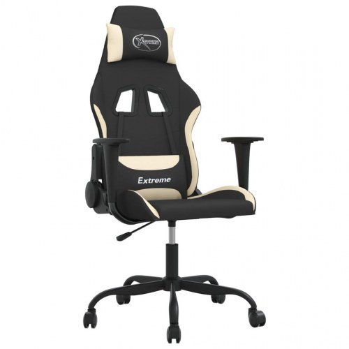 Gamingstol med massagefunktion i stof - sort/creme