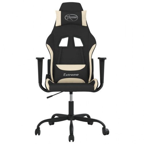Gamingstol med massagefunktion i stof - sort/creme