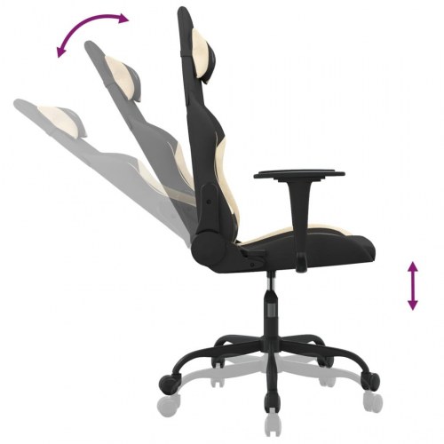 Gamingstol med massagefunktion i stof - sort/creme