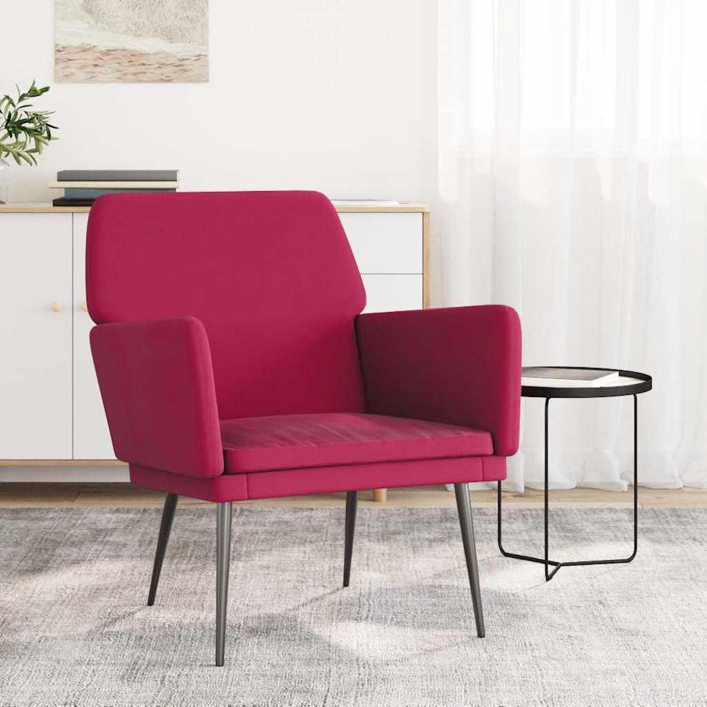 Lænestol 62x79x79 cm velour vinrød
