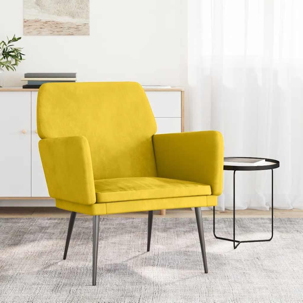 Lænestol 62x79x79 cm velour gul