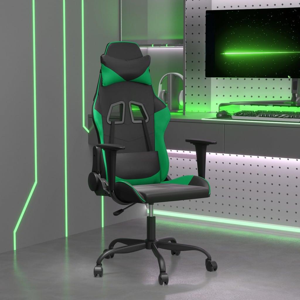 Gamingstol kunstlæder sort og grøn