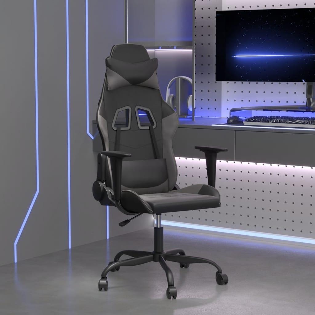 Gamingstol m. massagefunktion kunstlÃ¦der sort og grÃ¥