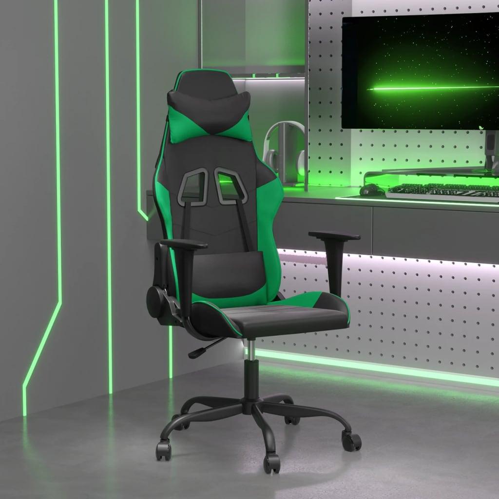 Gamingstol m. massagefunktion kunstlÃ¦der sort og grÃ¸n