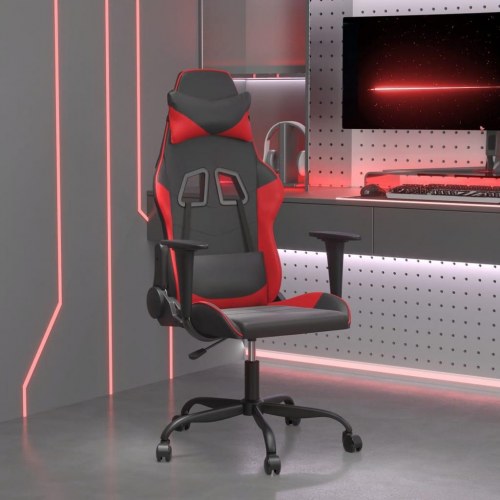 Gamingstol med massagefunktion i kunstlæder - sort/rød