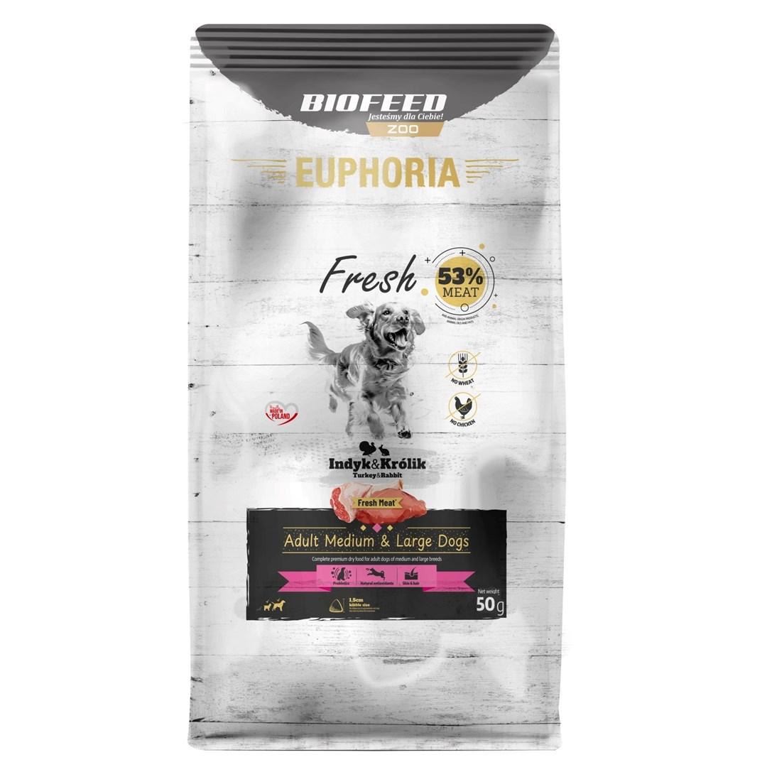 Hundefoder tørfoder BIOFEED Euphoria Fresh Adult kalkun med kanin M/L 50 g