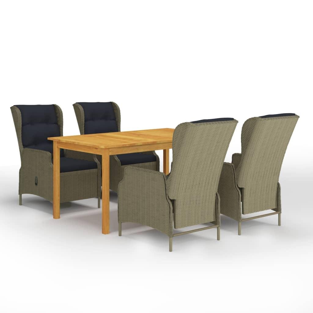 Spisebordssæt til haven 5 dele brun billede