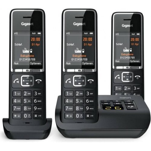 Fastnettelefon Gigaset Comfort 550A Trio - sort/krom - trådløs med 3 håndsæt