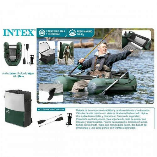 Intex Big Catch Pro oppustelig gummibåd - 165 × 120 × 38 cm, grøn