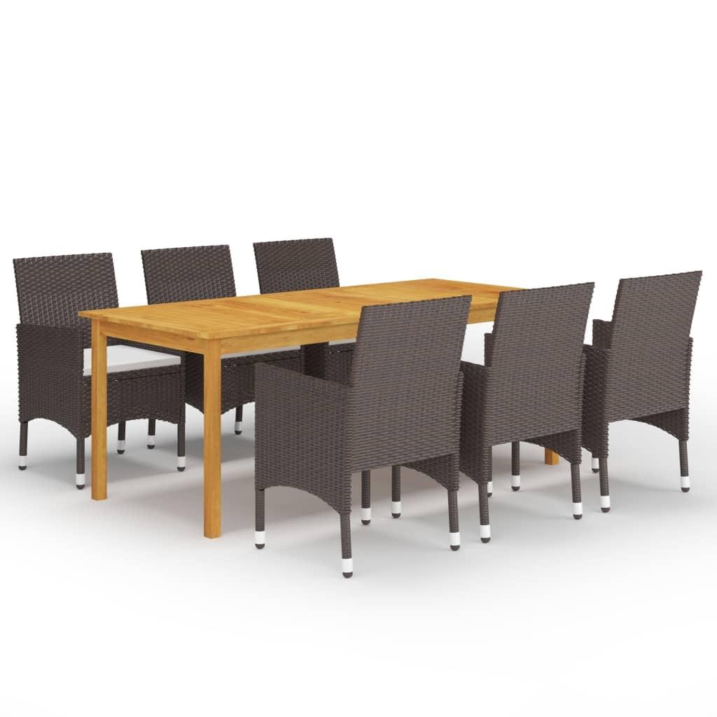 Spisebordsstole til haven 7 dele brun