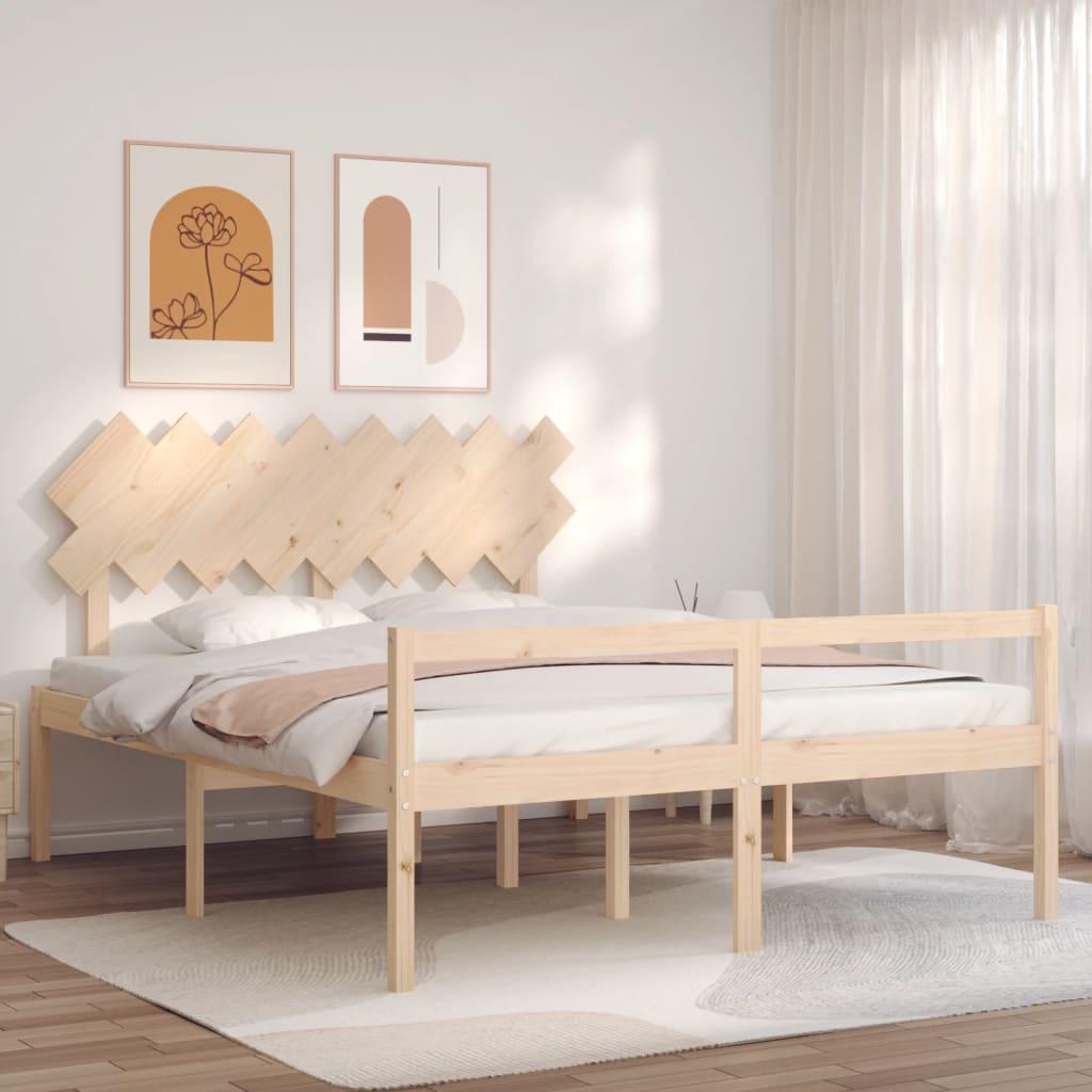 Seniorseng med sengegavl 160x200 cm massivt træ