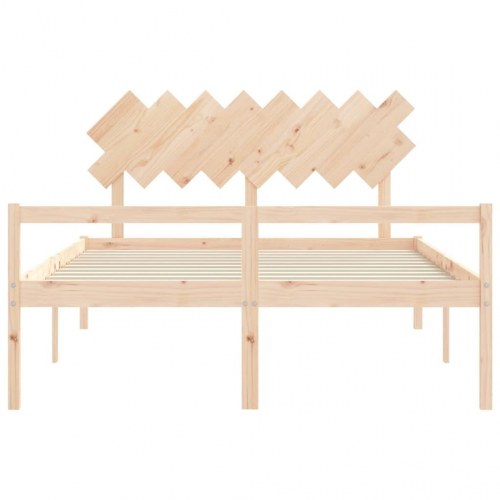 Seniorseng med sengegavl 160 x 200 cm - massivt fyrretræ