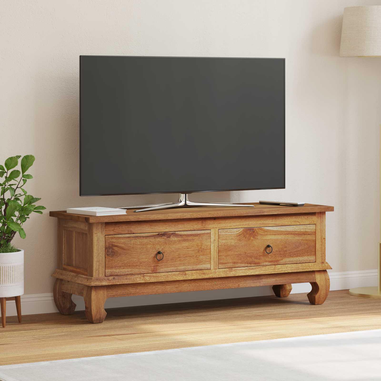TV-bord med skuffe Brun 110 x 35 x 40 cm Massiv Teaktræ