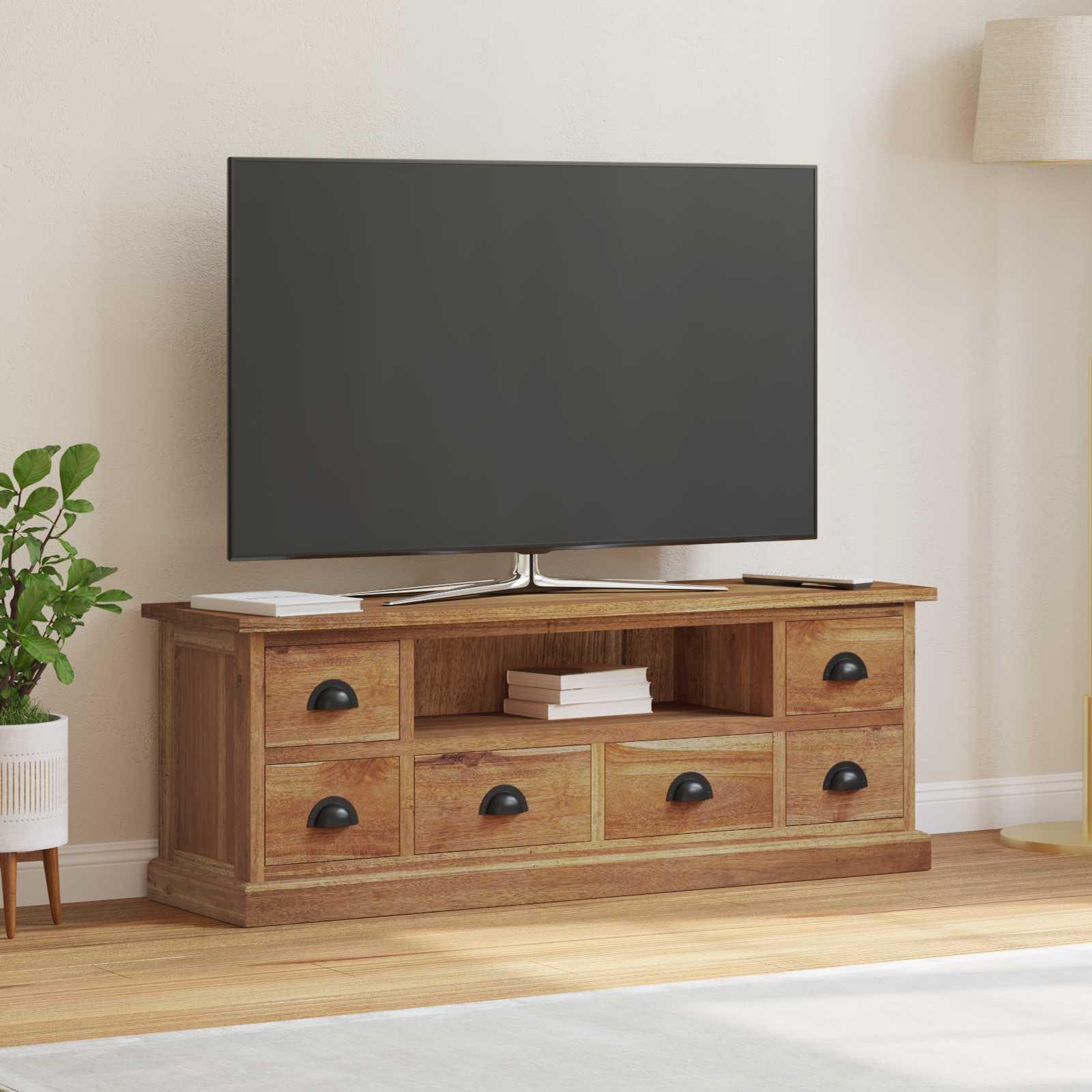 TV-bord med skuffe Brun 110 x 30 x 40 cm Massiv Teaktræ