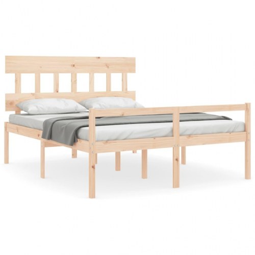 Seniorseng med sengegavl 160 x 200 cm i massivt fyrretræ