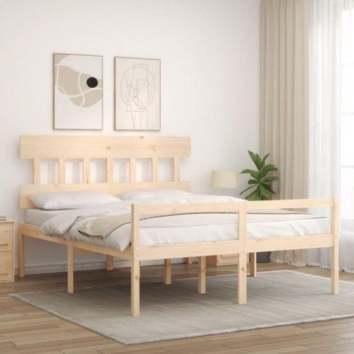Seniorseng med sengegavl 160 x 200 cm i massivt fyrretræ