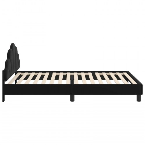 Børnesengestel med hovedgærde sort 90 x 190 cm fløjl