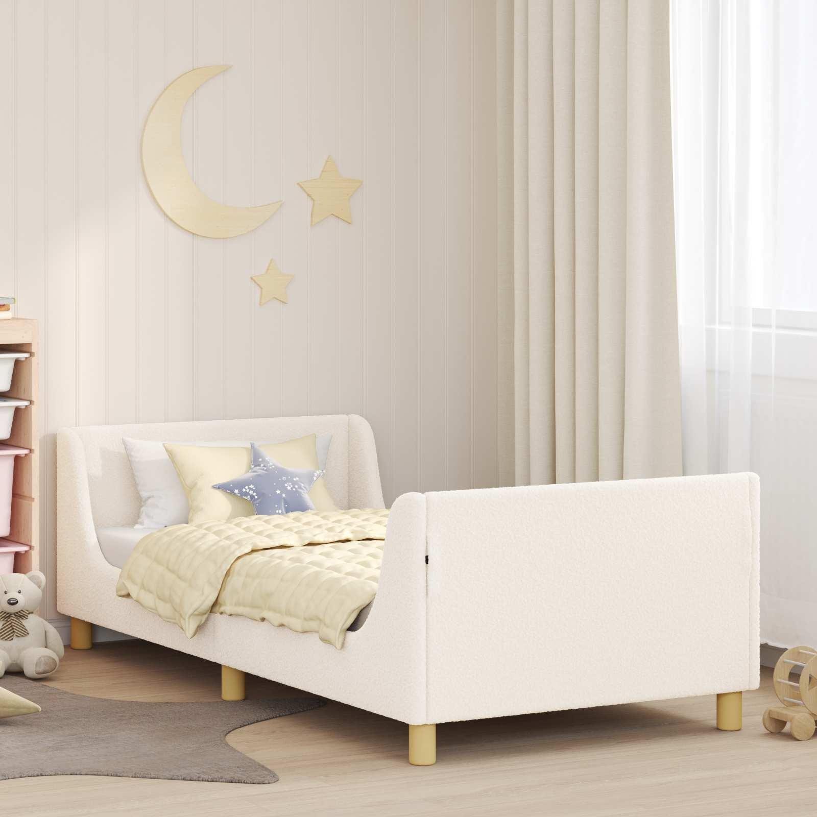 Børnesengestel med hovedgærde Cremefarvet 80 x 200 cm Bouclé
