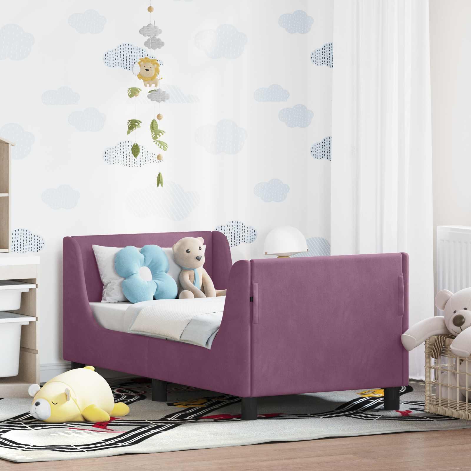 Sengestel til tumling med hovedgærde Lilla 70 x 140 cm Fløjl