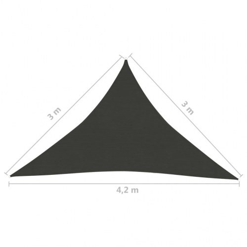Solsejl 160 g/m² i HDPE - 3×3×4,2 m, trekant, antracitgrå