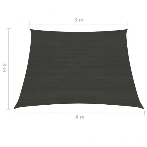 Solsejl i HDPE 3/4 × 3 m - antracitgrå trapez, 160 g/m²