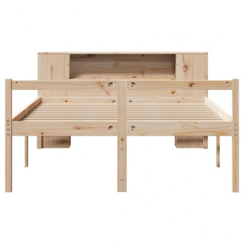 Seng med reol 160x200 cm - massivt fyrretræ, lamelbund