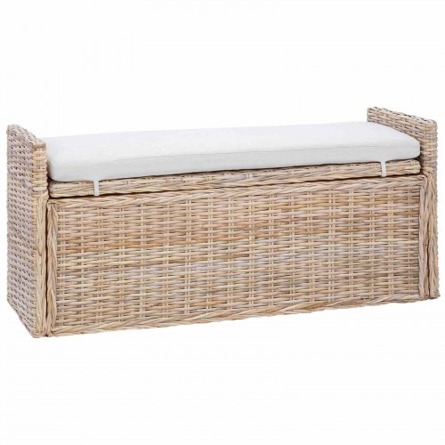 Opbevaringsbænk med pude Naturfarvet 110 x 40 x 50 cm Rattan