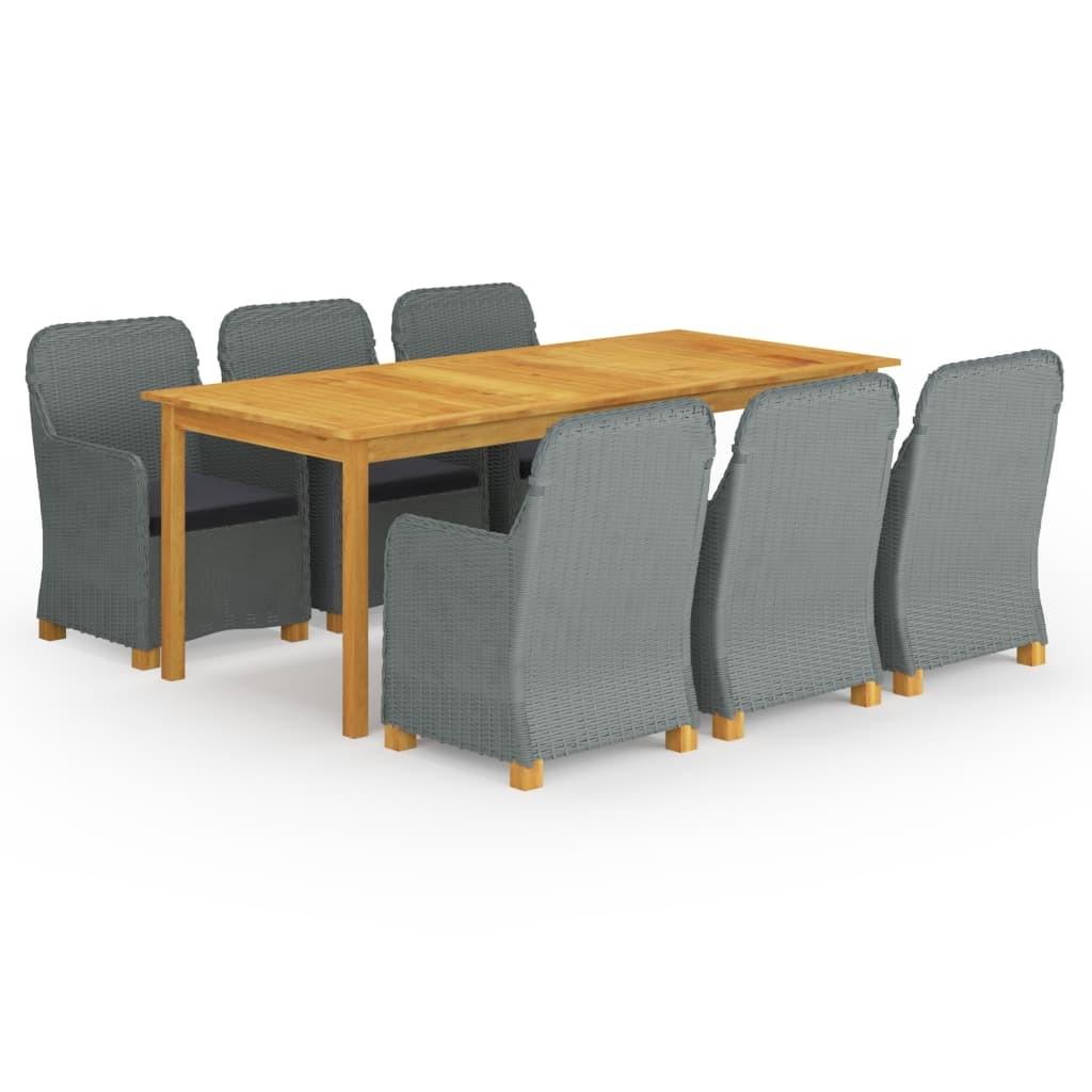 Spisebordssæt til haven 9 dele lysegrå billede