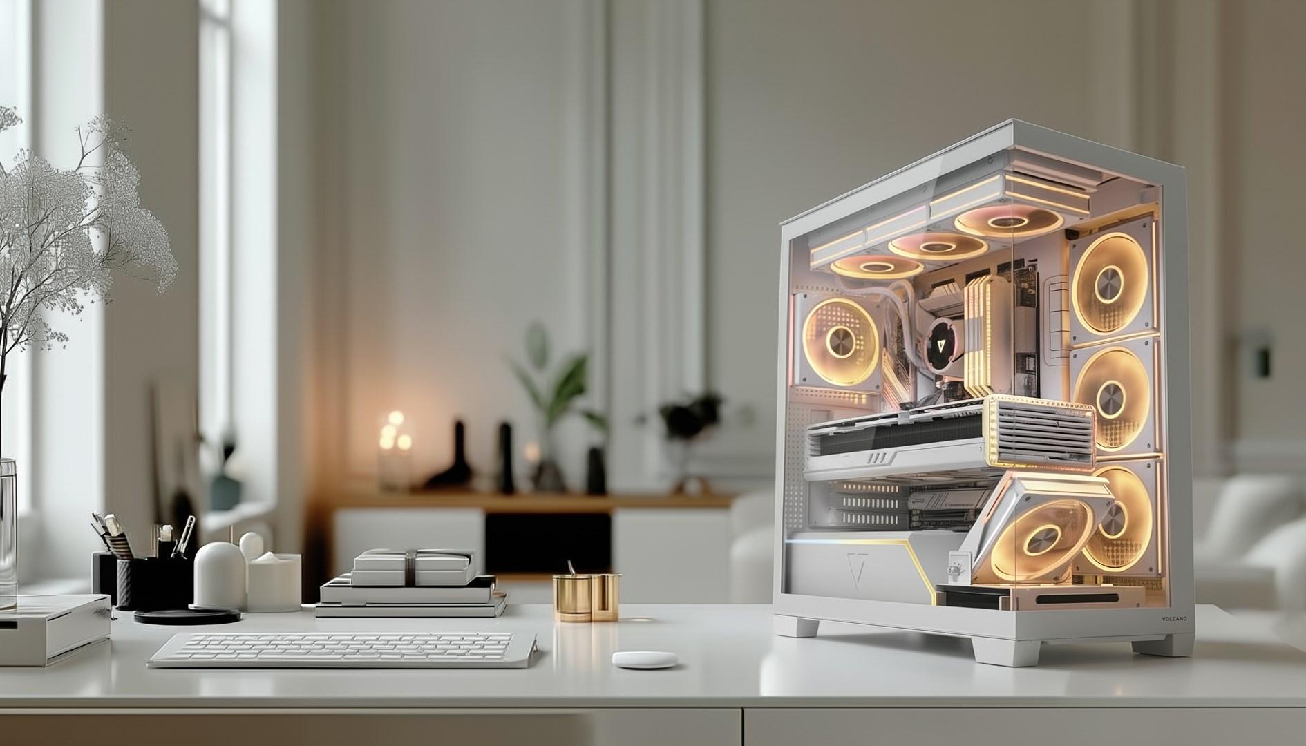 PC kabinet MODECOM VOLCANO STELLAR PLUS Midi Tower – hvid