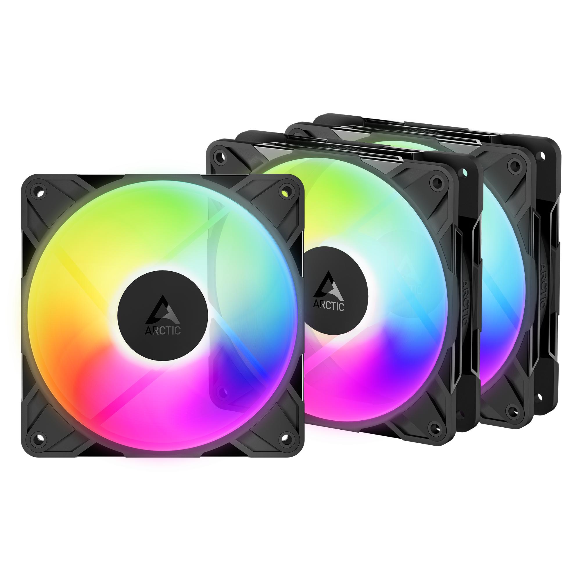 Kabinetblæsere 120 mm – ARCTIC Freezer P12 Pro Reverse A‑RGB (3‑pak) – Sort billede