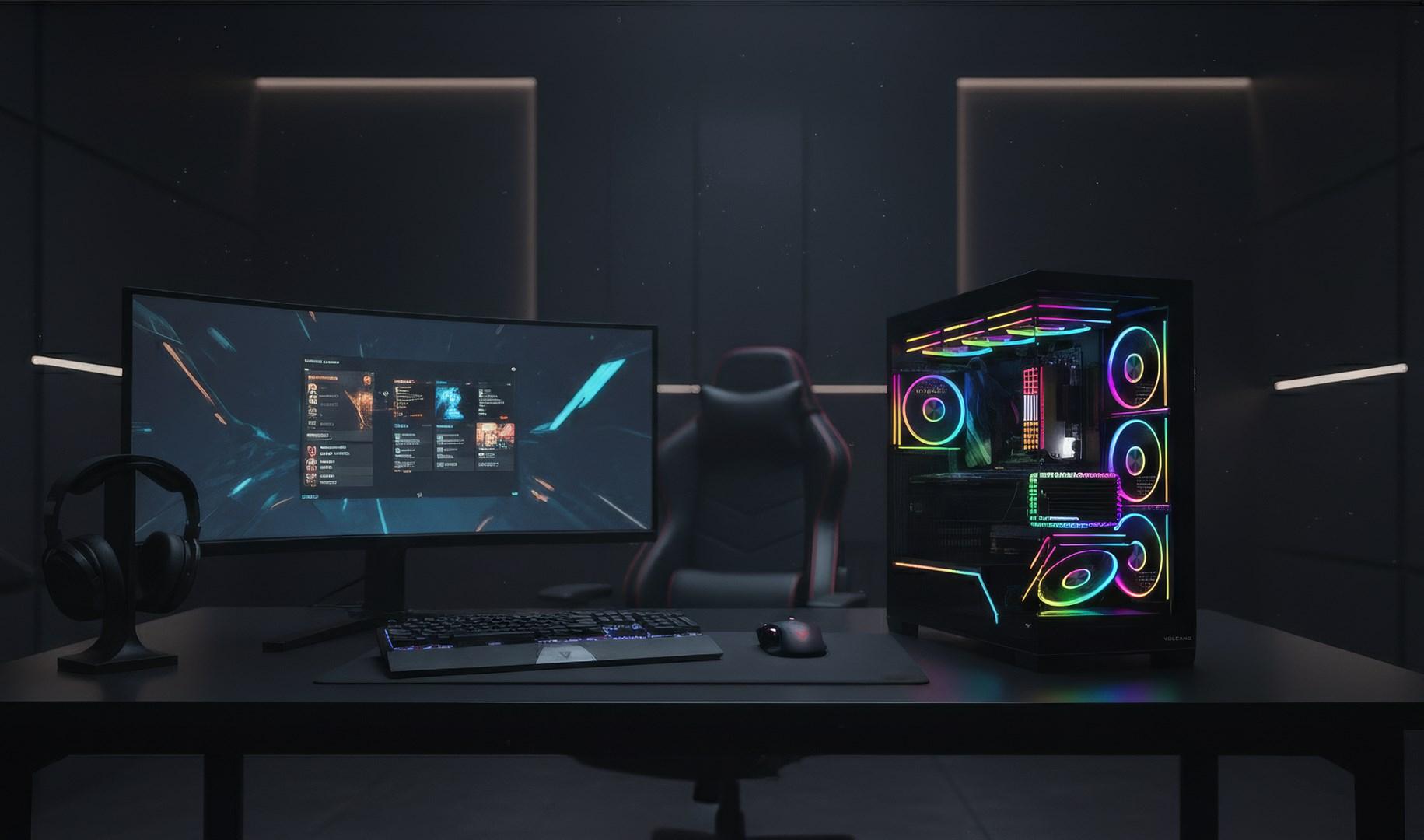 PC kabinet MODECOM Volcano Stellar Plus Midi, sort, hærdet glas