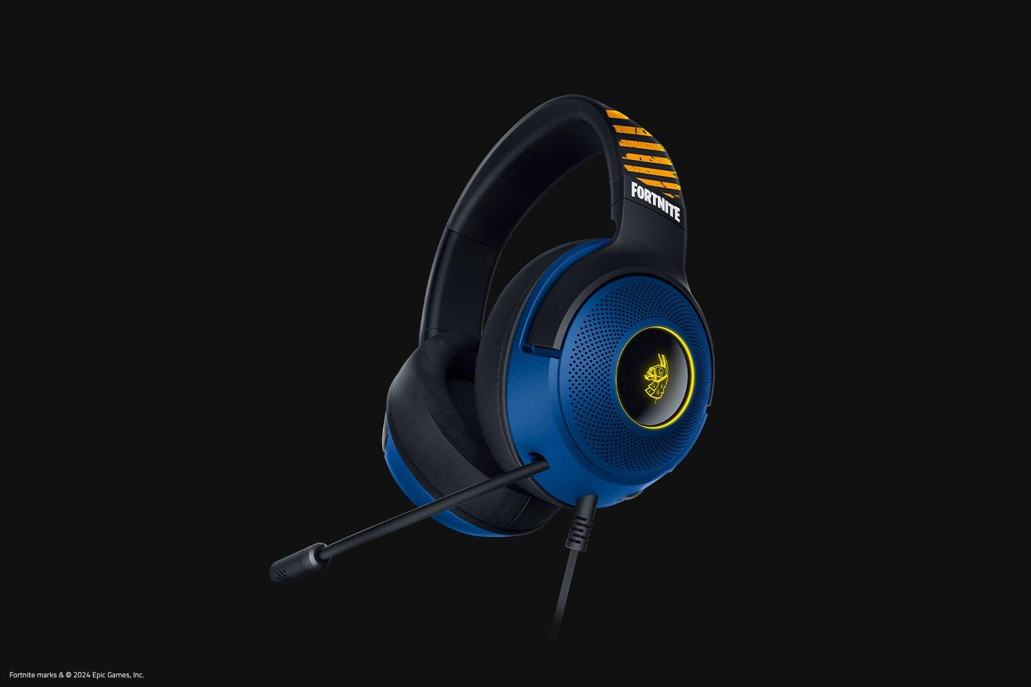 Gaming headset Razer Kraken V3 X Fortnite Edition – kablet, sort/blå billede
