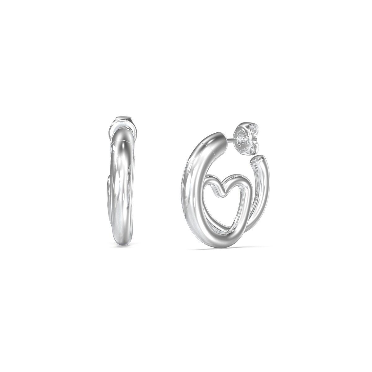 Øreringe dame Guess - sølvfarvede creoler JUBE05529JWRHT-U