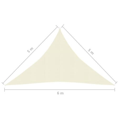 Solsejl 5x5x6 m 160 g/m² HDPE cremefarvet