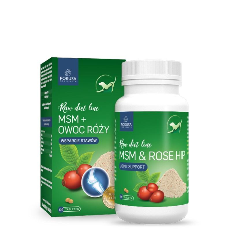 Kosttilskud til kat – POKUSA Raw Diet Line MSM + hyben, 120 tabletter