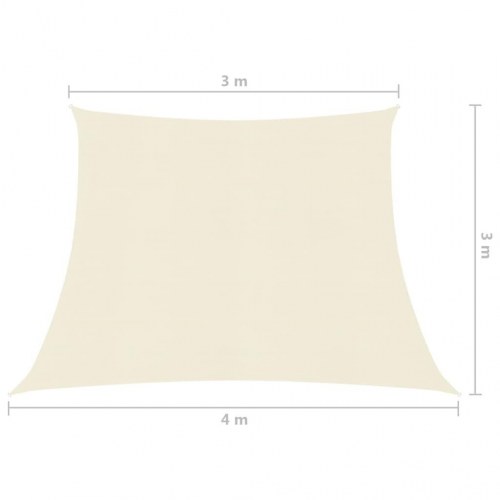 Solsejl 160 g/m² 3/4 × 3 m i HDPE - cremefarvet trapez