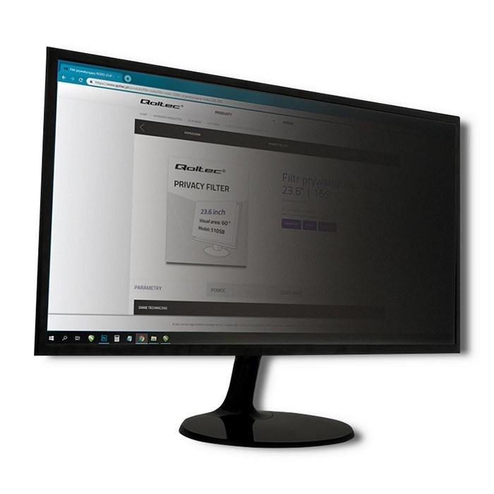 Skærm privatlivsfilter 21,5" – Qoltec 51055, rammeløst til monitor billede