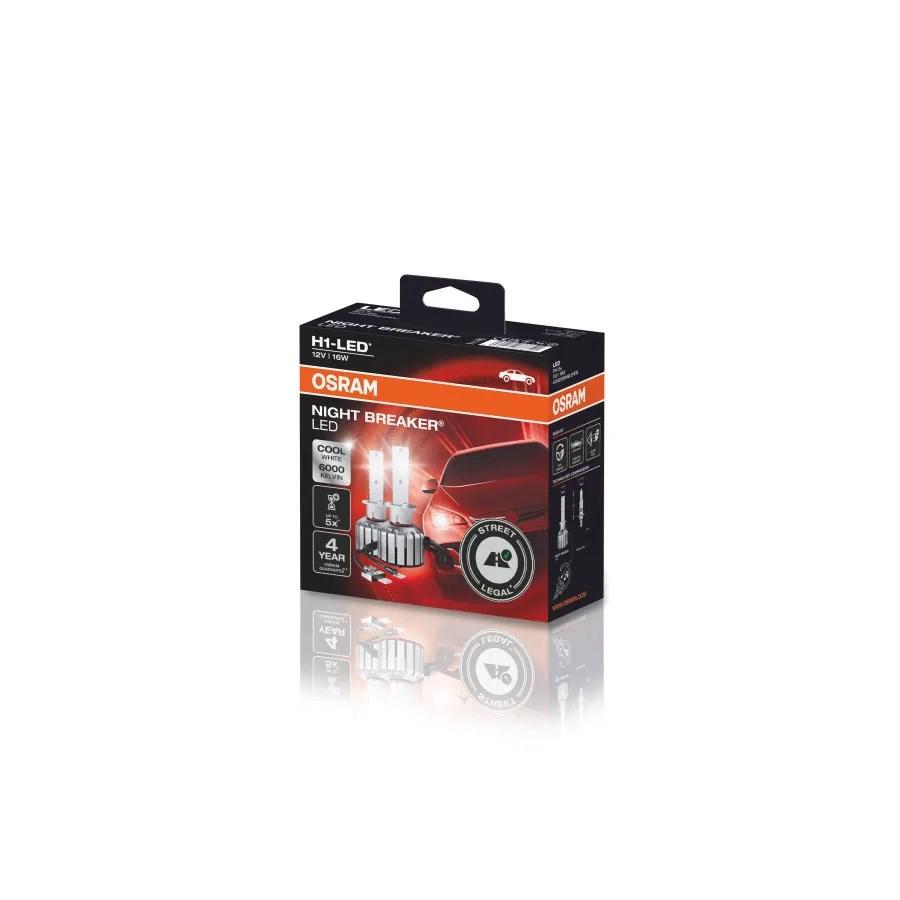 Forlygtepære LED H1 12V 16W - OSRAM Night Breaker (sæt med 2) billede