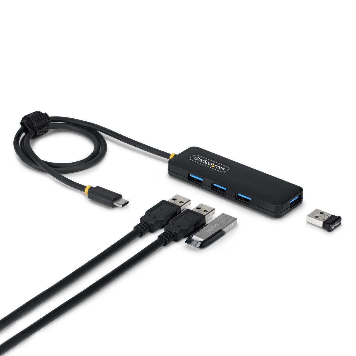 USB hub Startech 4-ports USB-C/USB-A 3.2 Gen 1 - sort billede