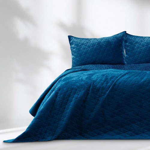 Sengetæppe i fløjl - AmeliaHome Laila, indigo, 170×210 cm