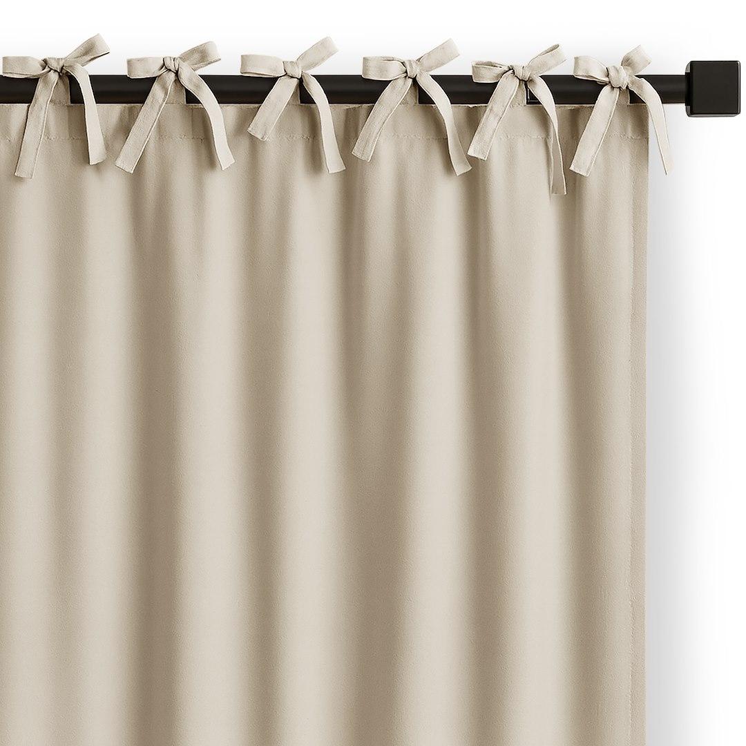 Gardin med bindebånd RESTILO Carli - lys beige, oxford, 140x250 cm