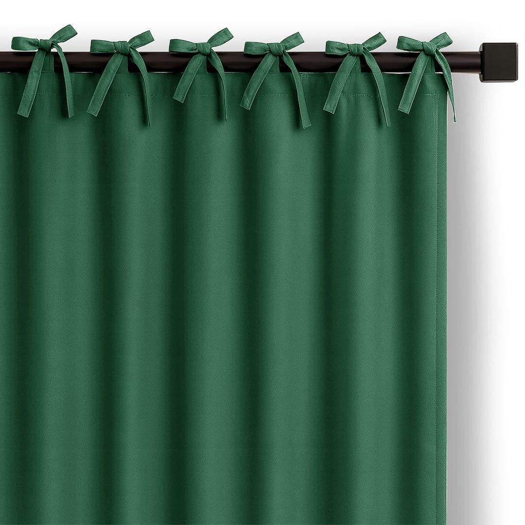 Mørklægningsgardin med trokantsløjfer RESTILO CARLI - flaskegrøn, 140×250 cm