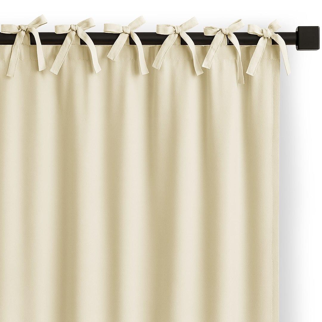 Gardin med bindebånd RESTILO Carli - creme, oxford, 140×250 cm