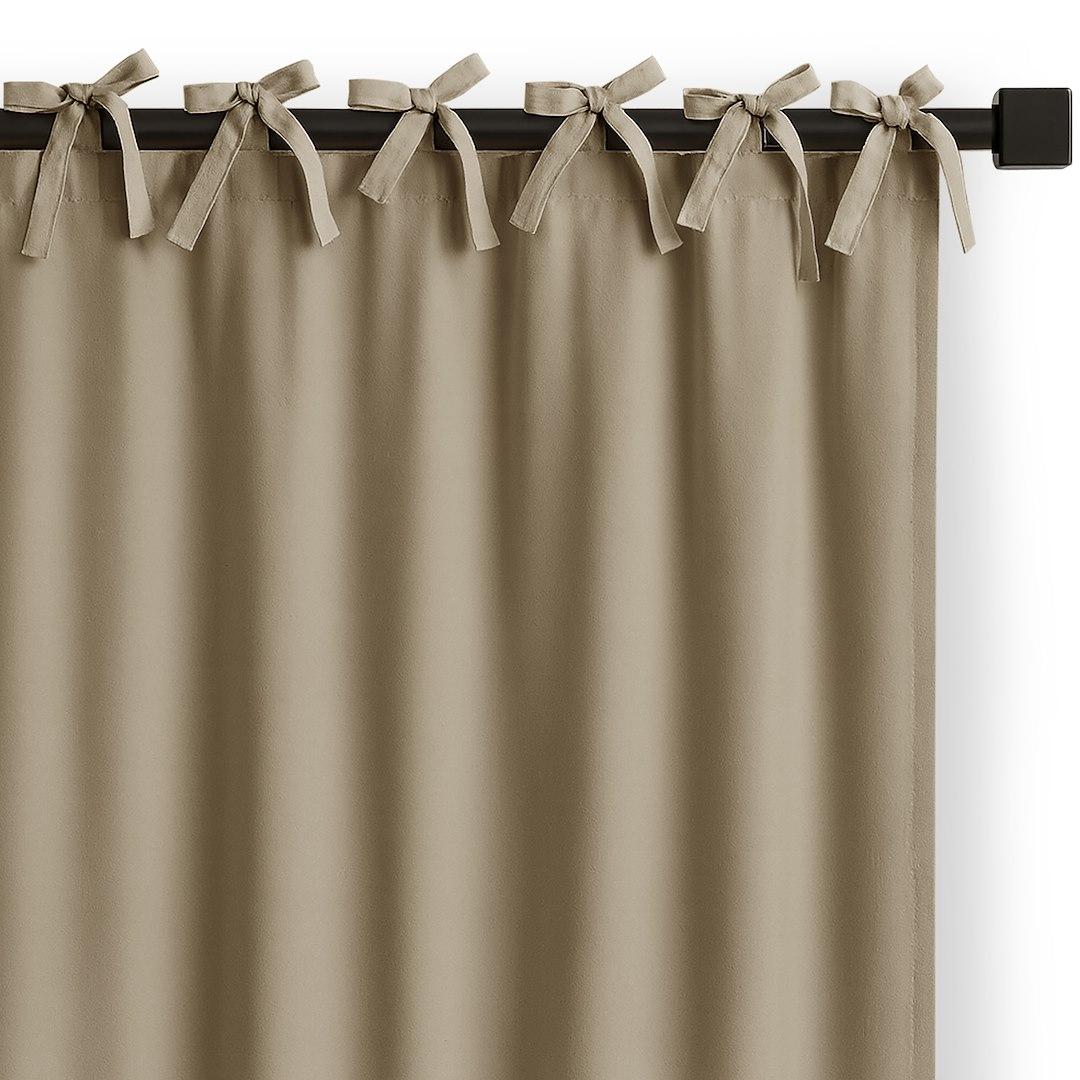 Gardin med bindebånd RESTILO Carli - beige, oxford, 140×250 cm