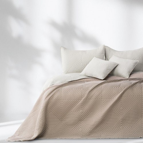 Sengetæppe AmeliaHome SOFTA mikrofiber 170×270 - cappuccino/beige