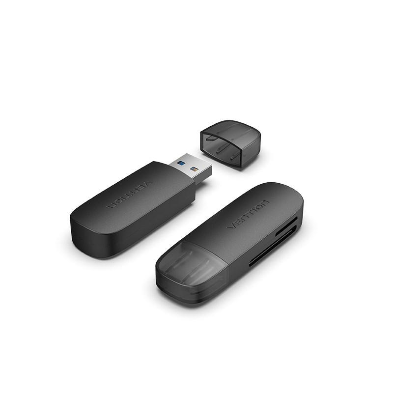 Kortlæser USB 3.0 - Vention 2-i-1 (SD + microSD) - Sort