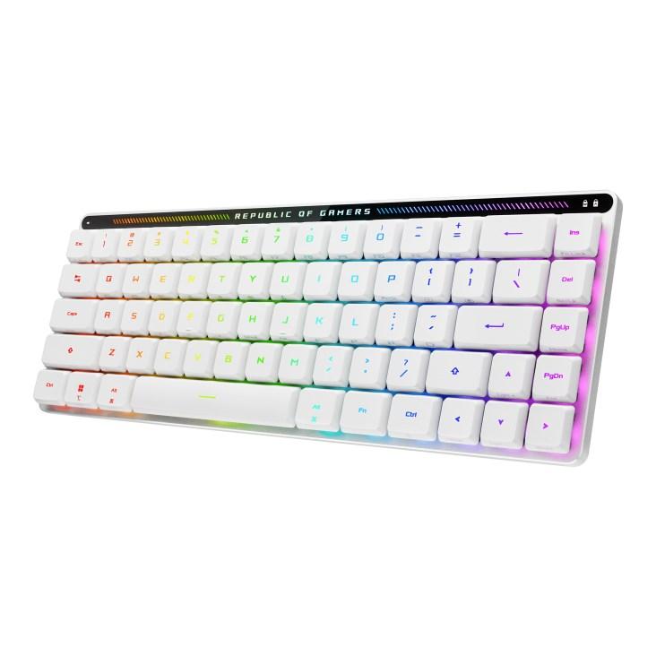 Tastatur til gaming ASUS ROG Falchion RX Low Profile - USB/RF/Bluetooth - QWERTZ - Hvid billede