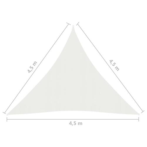 Solsejl 160 g/m² 4,5x4,5x4,5 m HDPE hvid